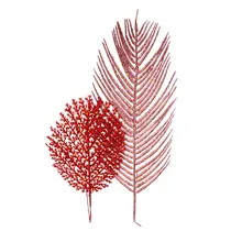 Galho Decorativo Natalino Tipo Samambaia com Glitter Vermelho 34X15 CM