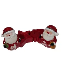 Castiçal de Porcelana Natalino c/2 Pçs 9,2CM