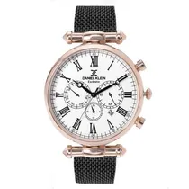 Relógio Analógico Daniel Klein Exclusive DK11829-4 Masculino, Metal - Preto e Rosa Ouro