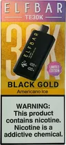 Vape Descartável Elf Bar TE30K Black Gold Limited Edition Americano Ice 30000 Puffs