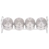 Condimenteiro de Aço Inoxidável com Suporte 4 Peças