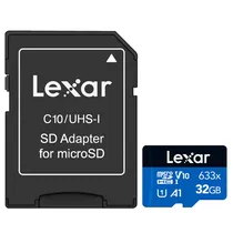 Cartao de Memoria Micro SD Lexar 32GB A1 C10 V30 4K Uhd - LSDMI32GBBNL633A