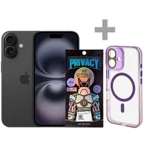 Apple iPhone 16 A3287 Nano + Esim 128GB/8GB Ram de 6.1" 48+12MP/12MP + Pelicula Privacy + Capa Transparente/Roxo