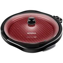 Grill Mondial Cook Grill G-03-RC com 1.270W/Estrutura Antiaderente/220V - Preto/Vermelho