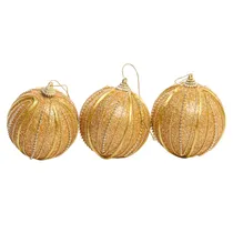Bola de Natal Dourada com Listras 8CM 3UN
