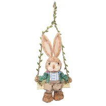 Coelho Da Páscoa Em Balanço Decorativo de Palha
