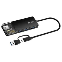 Hub USB-C + Ubs-A FTX CT-HUBT3-PB 4EN1 USB 3.0 Preto  Hub USB-C +...