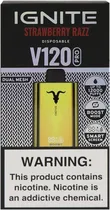Vape Descartável Ignite V120 Pro Strawberry Razz 12000 Puffs Dual Mesh Gold