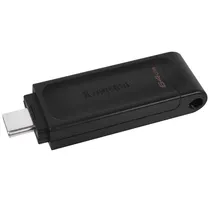 Pen Drive de 64GB Kingston Datatraveler 70 DT70 USB-C - Preto