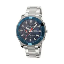 Relógio Analógico Masculino Sergio Tacchini ST.1.10018-2 com Pulseira de Aço Inoxidável - Prata e Azul