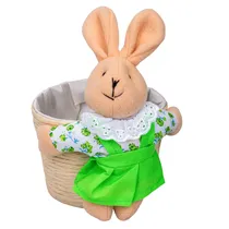 Cesta de Páscoa com Coelhinha 12X10X9CM - Vestido Verde