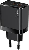 Carregador de Parede Usams 40W Dual Type-C Ports Gan Fast Charger US-CC172 - Preto