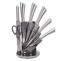 Jogo de Facas Bass para Cozinha Inox 7 Peças + Suporte Giratorio Cor Prata