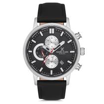 Relogio Analogico Masculino Daniel Klein DK.1.12707-1 Exclusive Gents / Pulseira de Couro Genuino - Preto/Prata