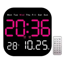 Relogio Digital Parede Sate AC-T6845 LED Rosa