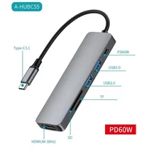 Adaptador USB-C Sate A-HUBC55 6 Portas Type-C 6IN1