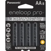 Pilha Recarregável Panasonic Eneloop Pro AA 2600 Mah BK-3HCCA8BA - 8 Unidades