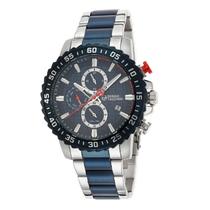 Relogio Analogico Masculino Sergio Tacchini Archivio ST.1.10021-4 com Pulseira de Aco Inoxidavel - Prata e Azul