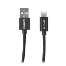 Cabo Aiwa AWP19030B - USB/Lightning - 1.5 Metro - Nylon Traçado - Preto
