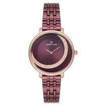Relógio Analógico Feminino Daniel Klein DK.1.12759-6 Premium Ladies / Pulseira de Aço Inoxidável - Rose Gold/Vino