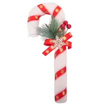 Bastão de Natal Fita Vermelha Decorada