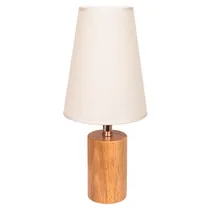 Abajur Decorativo Textura Trançada com Base de Madeira- Bege