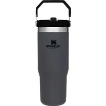 Garrafa Térmica Stanley Tumbler Flip com Pico e Alça - Cinza/Preto 887ML