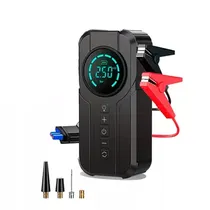 Compressor de Ar Portátil 3669 com Bateria para Ignição de Emergência Acople / com Lanterna 4 Em 1 - Preto