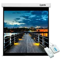 Tela de Projeção Eletrica Quanta QTTLE100I / 100" / com Controle Remoto / 110V - Branco