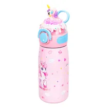 Garrafa Térmica Infantil de Unicórnio 470ML Rosa