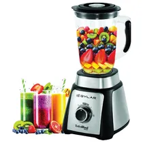 Liquidificador Eletrico Qylar Turbo Blend QY-2002 / 1000W / 1.5 Litros / 2 Velocidades + Pulsar / 220-240V ~ 50/ 60HZ - Preto/ Inox  Liquidifica...