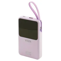 Carregador Portátil Vezr VP02 - 22.5W - 10000MAH - USB/USB-C - com Cabo USB-C/Lightning - Display LED - Roxo