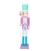Soldado Quebra-Nozes Natalino Lilás com Bastão Curto 60CM