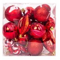 Bola Natal com 20 Peças de 6 CM Vermelho