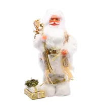 Boneco de Papai Noel Branco e Dourado 30CM