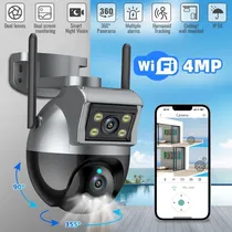 Camera Vigilancia Dupla PTZ Wifi Segurança Sensor Movimento Dual Audio Microfone Alto Falante Visao