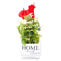 Vaso Planta Artificial Copo de Leite Vermelho Decorativa