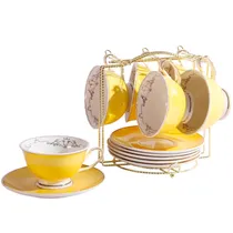 Conjunto de 6 Xícaras e Pires com Suporte para Café Ou Chá