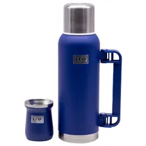 Garrafa Termica Luo LU-4304 de Aço Inoxidavel / 1 Litro + Cuia de 160ML - Azul
