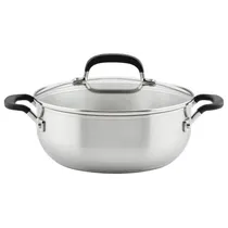 Panela Kitchenaid Inox com Tampa de Vidro 4L 24CM