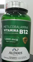 All Ways Medical Pre Energy Vitamina B12 1000 MCG 60 CÀPS. 450MG Plastico 60 Caps Verde