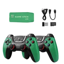 Consola Game Stick Gamepad M22-Ultra X2 / 1080P / 3D / com 2 Controles / TF Incluido 64GB / 2.4GHZ - Verde/ Preto