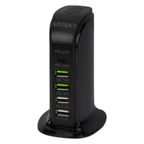 Fonte Carregador Satellite A-R22U - 65W - 4X USB - 2X USB-C - Bivolt - Preto