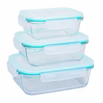 Jogo de Tigelas de Vidro com Tampa 15*11CM - 3PÇS