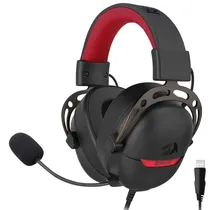 Fone Gamer Redragon H376BR Aurora / com Fio - Preto / Vermelho