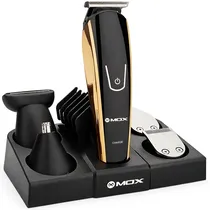 Barbeador Mox MO-AFT08 / 8 Em 1 / 3W / Recarregável / Bivolt - Preto/ Dourado