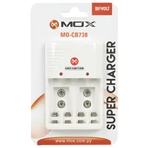 Carregador de Pilhas Mox AA / AAA / 9V - Branco (MO-CB738)