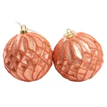 Bola de Natal Rosa com Desenhos 10CM com 2 Peças.