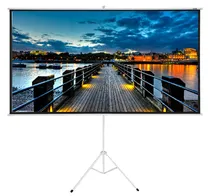 Tela de Projeção Quanta QTTLT100 Manual de 100" - 1:1 com Trípode Branco