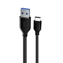 Cabo USB-A Macho 3.0 para USB-C Macho, 1M FTX CT-C160-U33-CMAMN-B1, 5V, 5A, 5GBPS, Preto